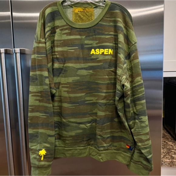 Aviator Nation Tops - NWT Aviator Nation Palm Tree Festival Green Camo Crewneck Sweatshirt relaxed